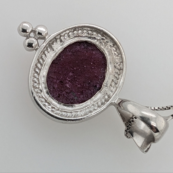 Sterling Silver & Ruby Stone Pendant Paired w/ Silver Chain - Picture 5 of 8